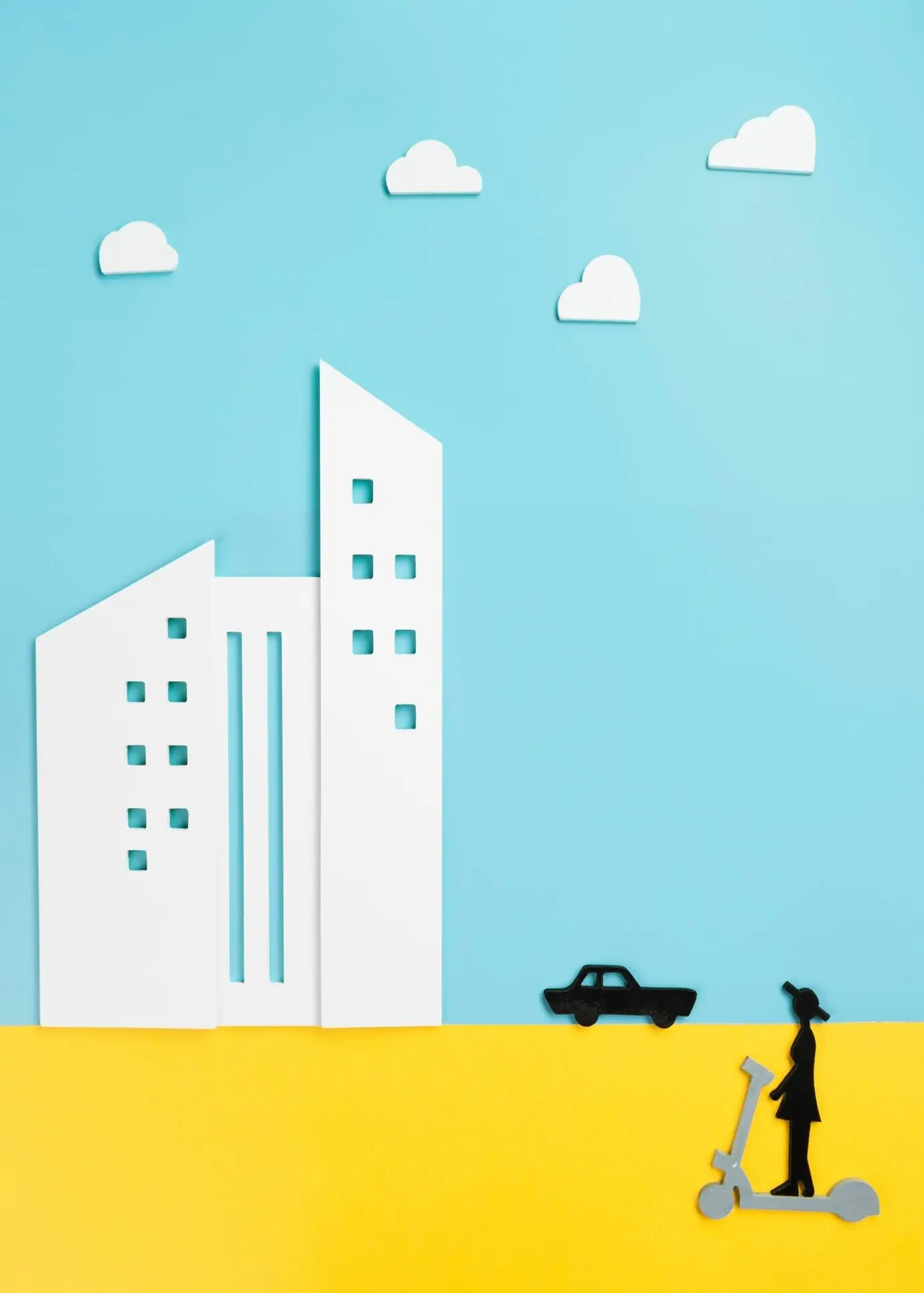 Stadtverkehrskonzept mit einer Person auf einem Scooter